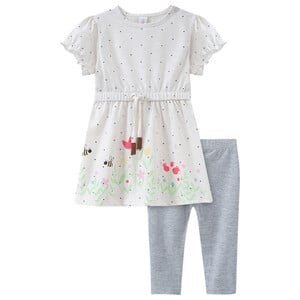 Baby Kleid und Leggings im Set CREME / GRAU