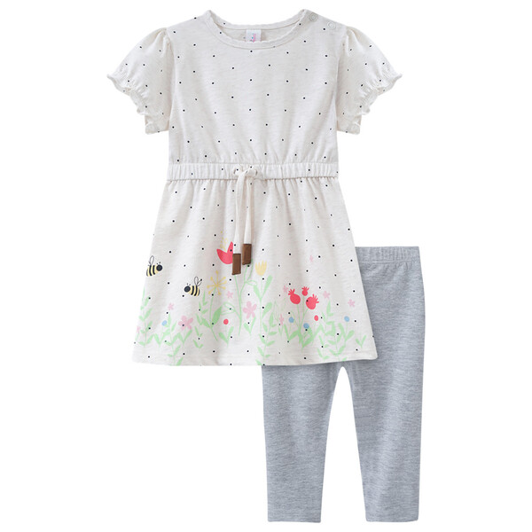 Bild 1 von Baby Kleid und Leggings im Set CREME / GRAU