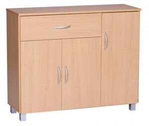 WOHNLING Sideboard Buche 90 x 75 cm mit 3 Türen & 1 Schublade