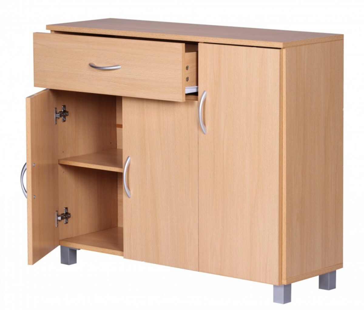 Bild 4 von WOHNLING Sideboard Buche 90 x 75 cm mit 3 Türen & 1 Schublade