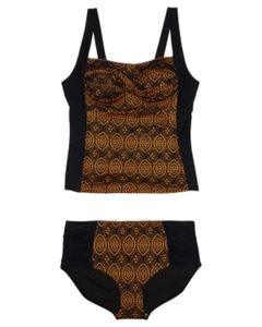 Tankini mit Kontrastfutter, Janina curved, 2-tlg. Set, schwarz