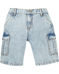 Stone-washed Jeans-Shorts, Y.F.K., Seitentaschen, jeansblau hell ausgewaschen