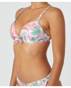 Bikini-Oberteil mit Schleife, Janina, verstellbare Träger, weiß bedruckt