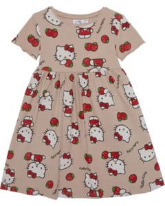 Hello Kitty Kleid, gerippt, hellbraun