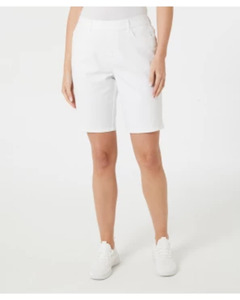 Weiße Twill-Shorts, Janina, Bermudalänge, weiß