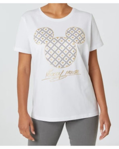 Mickey Mouse T-Shirt, schimmernde Details, weiß