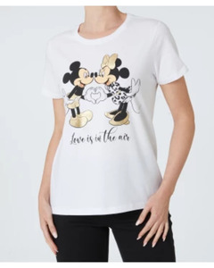 Mickey and Minnie Mouse T-Shirt, schimmernde Details, weiß