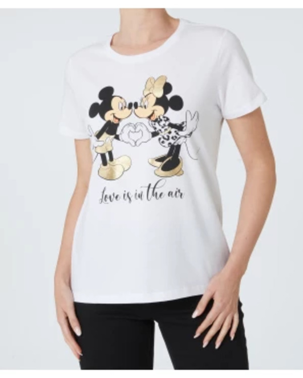 Bild 1 von Mickey and Minnie Mouse T-Shirt, schimmernde Details, weiß