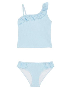 Gestreifter Tankini, Y.F.K., 2-tlg. Set, neon blau