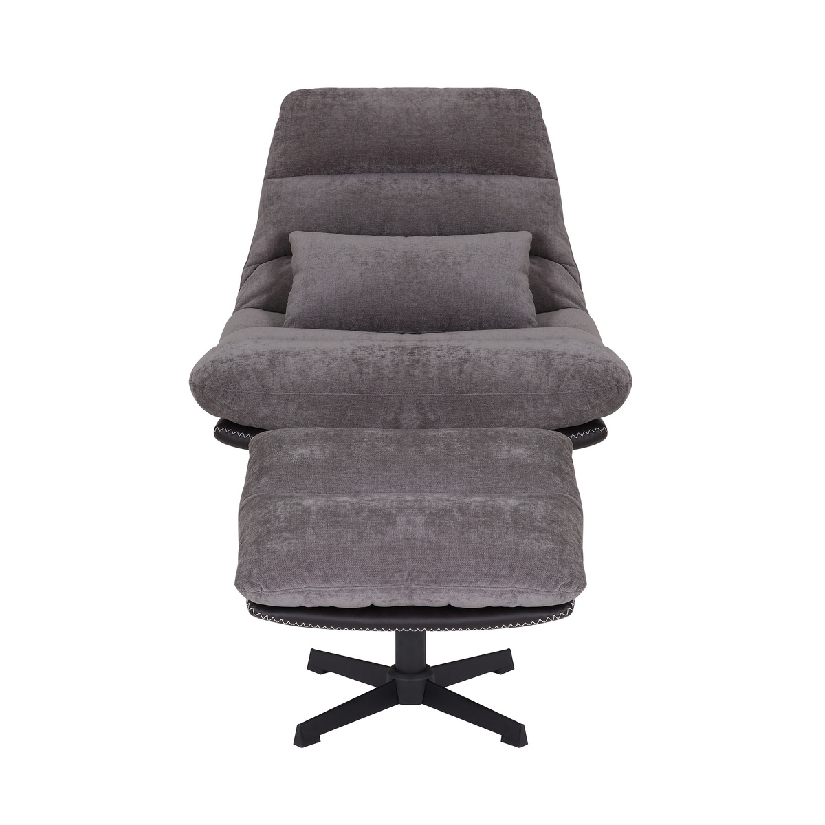 Bild 2 von gepolsterter Drehstul, Relaxsessel mit Hocker hellgrau & schwarz