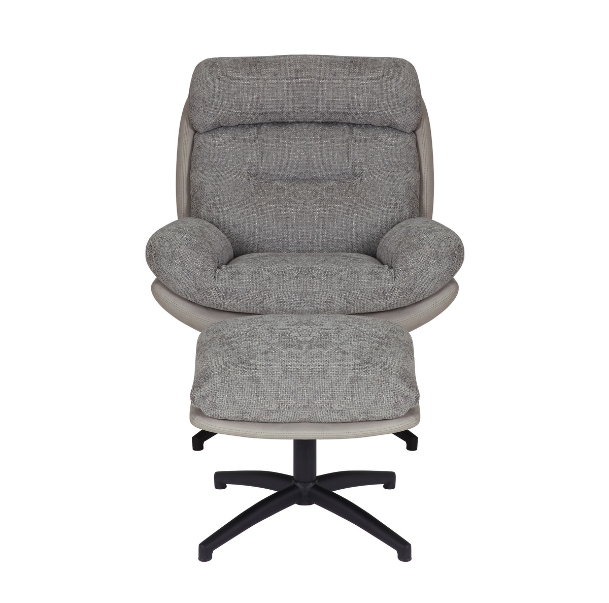 Bild 2 von gepolsterter Drehsessel Relaxsessel mit Hocker, hellgrau