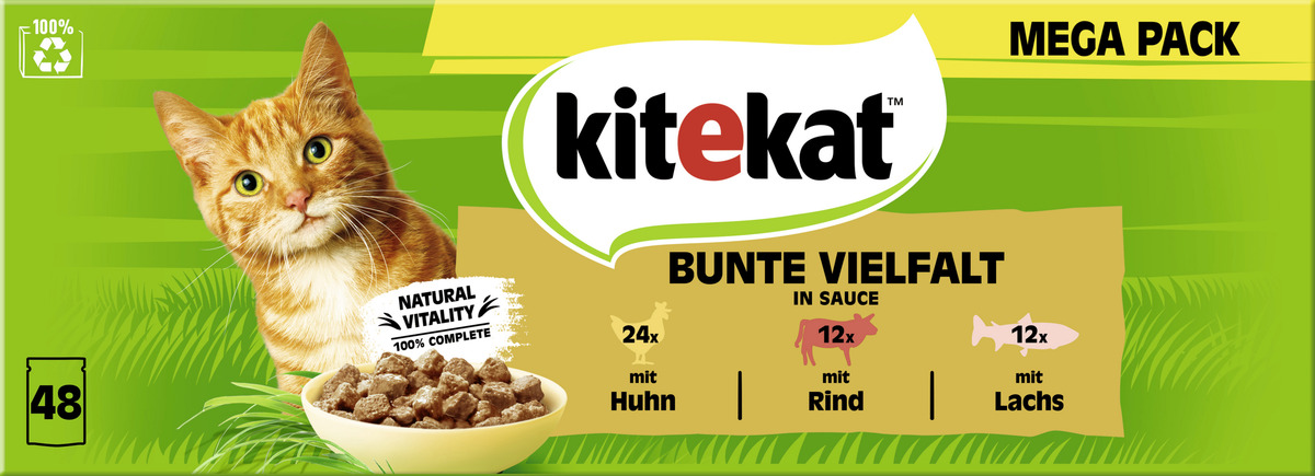Bild 1 von Kitekat Katze Nassfutter Portionsbeutel Bunte Vielfalt in Sauce, 4.080 g