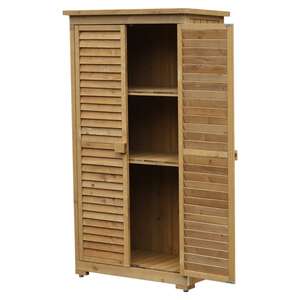 Outsunny Gartenschrank mit Lamellentüren natur 87 x 46,5 x 160 cm (LxBxH)   Geräteschrank Holzhütte mit Pultdach Bitumenpappe