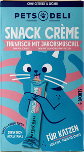 Pets Deli Creme Snack Thunfischfilet mit Jakobsmuschel für Katzen, 90 g