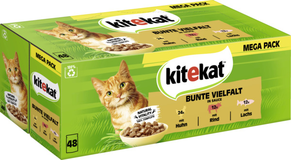 Bild 2 von Kitekat Katze Nassfutter Portionsbeutel Bunte Vielfalt in Sauce, 4.080 g