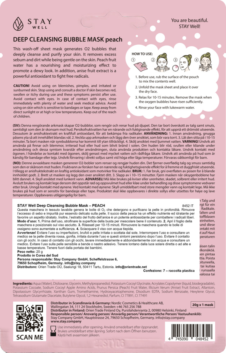 Bild 2 von STAY WELL Deep Cleansing Bubble Mask - Peach
