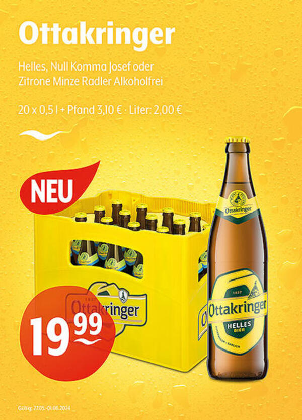 Bild 1 von Ottakringer Helles, Null Komma Josef oder Zitrone Minze Radler Alkoholfrei