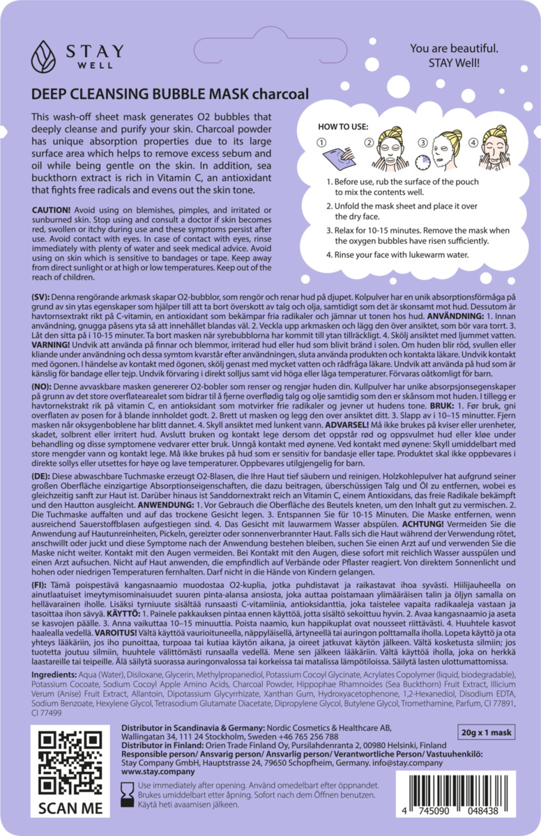 Bild 2 von STAY WELL Deep Cleansing Bubble Mask - Charcoal
