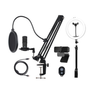 Streaming Kit mit Mikrofon, Webcam und Ringlicht