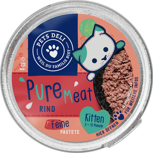 Pets Deli Nassfutter Junior Pure Meat Rind für Katzen, 85 g