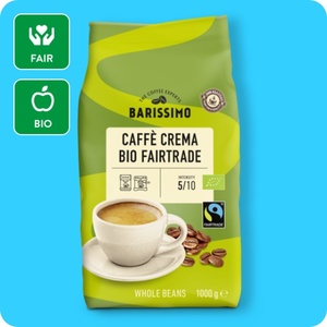 BARISSIMO Bio-Fairtrade-Espresso oder -Caffè-Crema, Ganze Bohnen