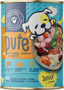 Pets Deli Nassfutter Pute mit Brokkoli, Karotte & Quinoa für Hunde, 400 g