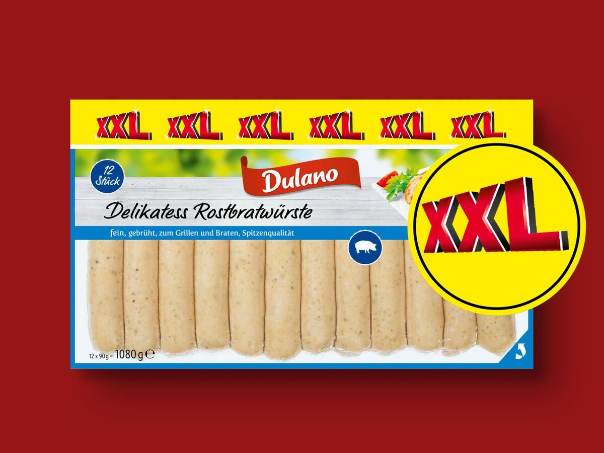 Bild 1 von Dulano Delikatess Rostbratwürste XXL, 
         12x 90 g