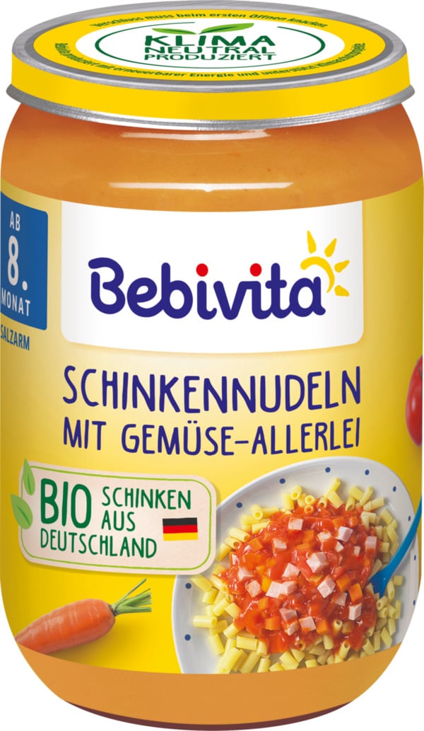 Bild 1 von Bebivita Menü Schinkennudeln mit Gemüse-Allerlei ab dem 8.Monat