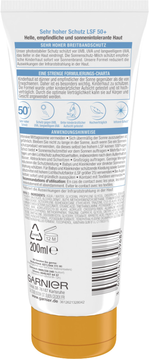 Bild 2 von Garnier Ambre Solaire Kids Sensitive Expert+ Sonnenschutzmilch, 200 ml