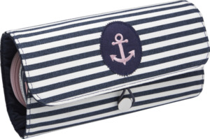 Travel Collection Schminktasche dunkelblau/weiss mit Pinselfach