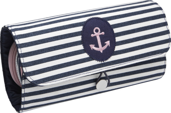 Bild 1 von Travel Collection Schminktasche dunkelblau/weiss mit Pinselfach