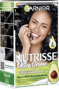 Garnier Nutrisse Ultra Crème Dauerhafte Pflege-Haarfarbe 1 Tiefes Schwarz