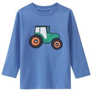 Kinder Langarmshirt mit Trecker-Applikation BLAU