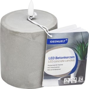 IDEENWELT LED Betonkerze rund