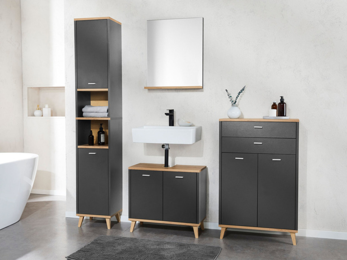 Bild 2 von LIVARNO home Badmöbel-Set »Corfu«, Eiche Artisan/anthrazit (3-teilig)