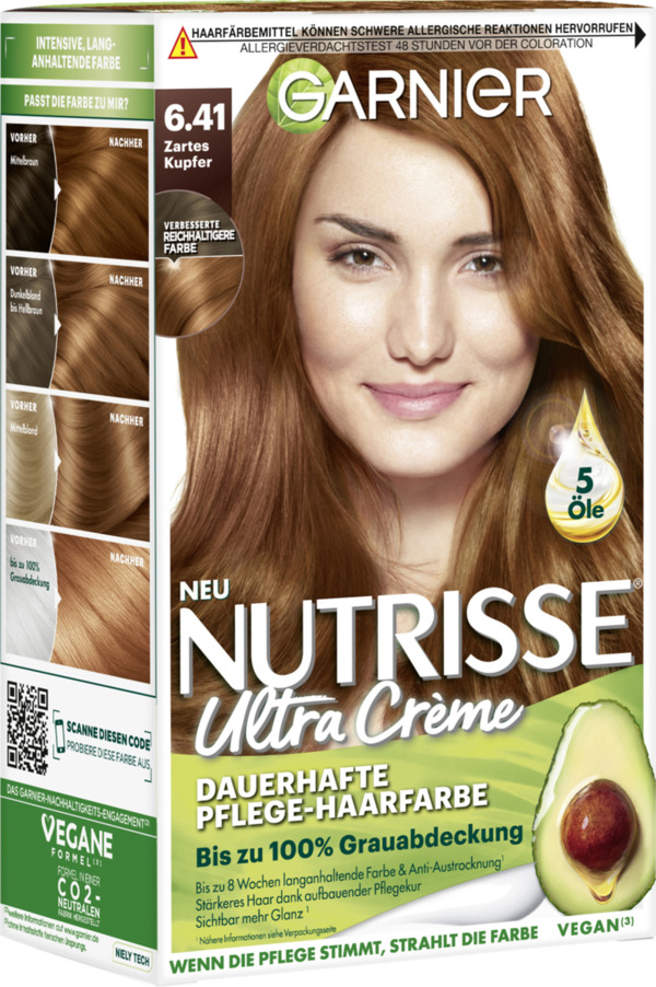 Bild 1 von Garnier Nutrisse Ultra Crème Dauerhafte Pflege-Haarfarbe 6.41 Zartes Kupfer