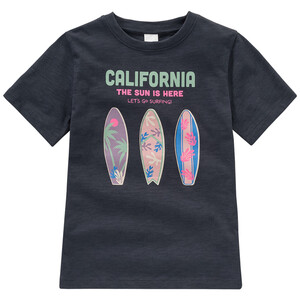 Jungen T-Shirt mit großem Surfer-Print DUNKELBLAU