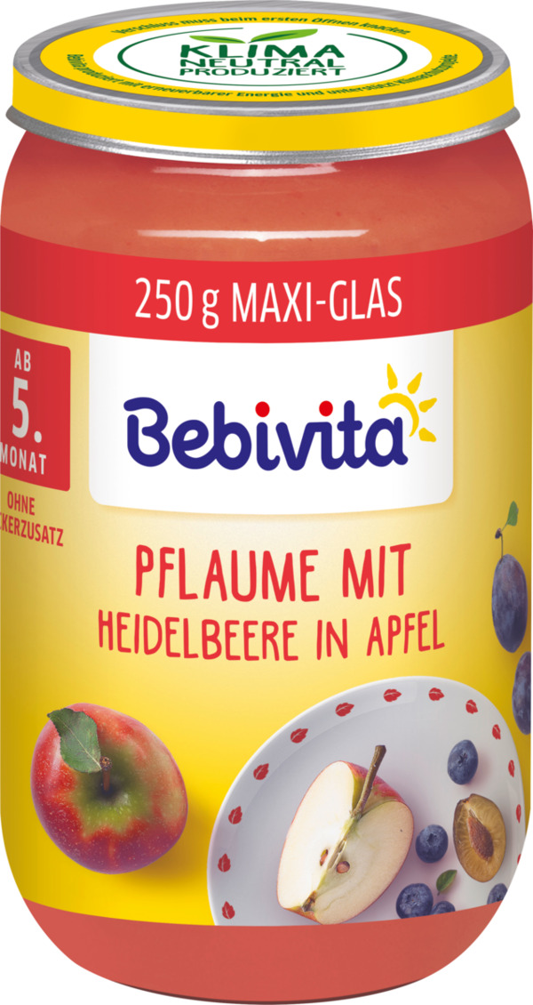 Bild 1 von Bebivita Früchte Pflaume mit Heidelbeere in Apfel, ab dem 5. Monat