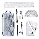 Bild 1 von Vicloon Geometrie Set, 10 Stück Mathematik Set mit Bruchsicheren Aufbewahrungsbox, inkl Zirkel, Winkelmesser, Geodreieck, Bleimine Minen, Bleistift, Radiergummi & Spitzer für Schule Mathematik