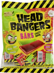 HEAD BANGERS Crazy Sour Kaubonbons Apfel & Erdbeere, 200 g