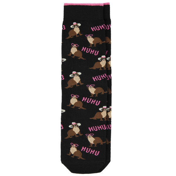 Bild 1 von 1 Paar Damen Socken mit Otter-Motiven SCHWARZ