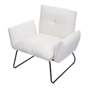 Lounge-Sessel MCW-K34, Cocktailsessel Sessel, Bouclé Stoff/Textil ~ weiß