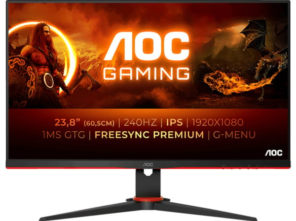 Bild 1 von AOC 24G2ZE/BK 24 Zoll Full-HD Gaming Monitor (0,5 ms Reaktionszeit, 240 Hz), Schwarz, Rot