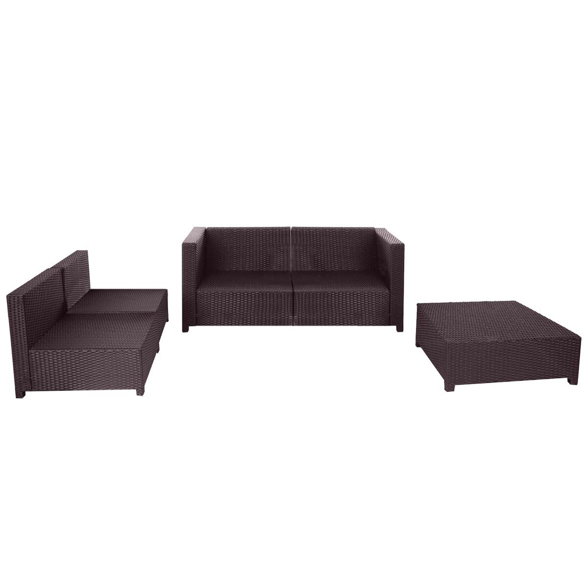 Bild 1 von Poly-Rattan-Garnitur Gela, Gartengarnitur Sitzgruppe Lounge-Set Sessel Sofa, Alu braun