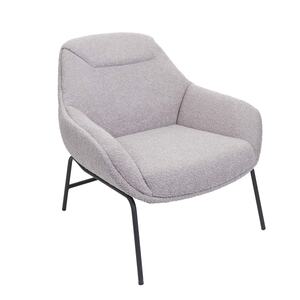 Lounge-Sessel MCW-J77, Cocktailsessel Sessel, Bouclé Stoff Metall ~ hellgrau