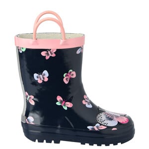 Mädchen Gummistiefel mit Schmetterling-Motiv ROSA / DUNKELBLAU