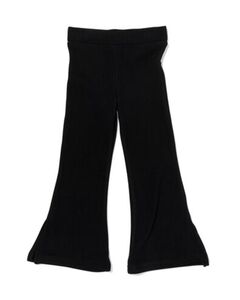 Kinder-Leggings, gerippt, Schlaghosenschnitt schwarz