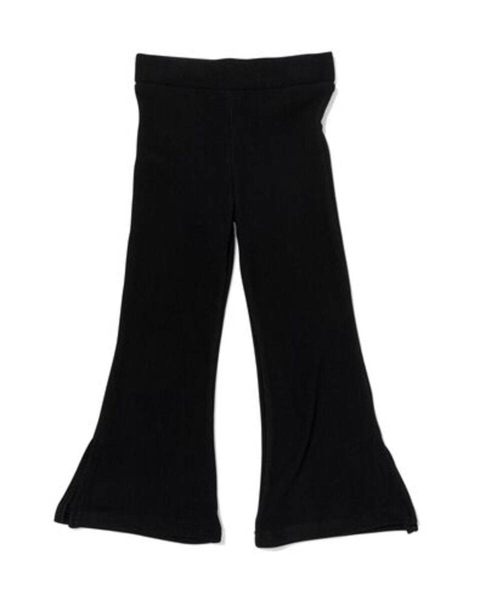 Bild 1 von Kinder-Leggings, gerippt, Schlaghosenschnitt schwarz
