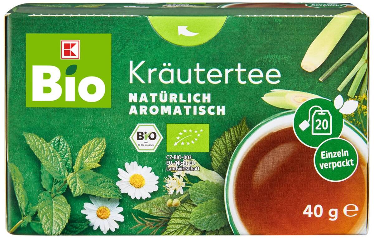 Bild 1 von K-BIO Kr&#228;uter-, Fr&#252;chte- oder Gr&#252;ner Tee, 20-Btl.-Packg.