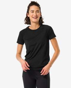 Damen-Sportshirt, nahtlos schwarz